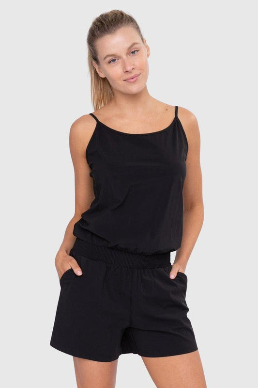 Mono B Solid Essential Sleeveless Romper - Black - Kota Wellness