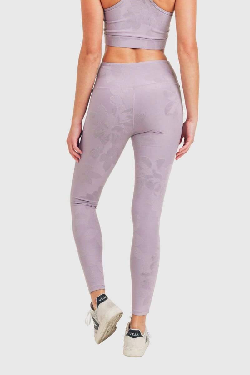 Mono B Textured Flower Jacquard TACTEL® High-Waisted Leggings - Lilac - Kota Wellness