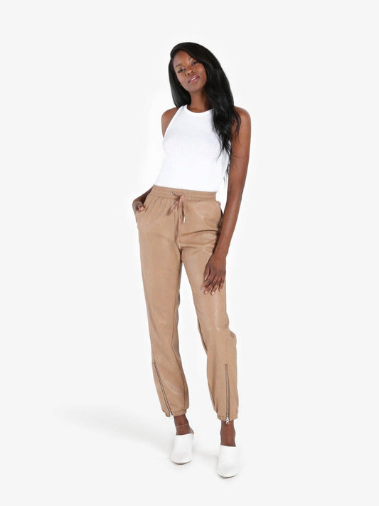 n:philanthropy Marten Vegan Leather Jogger - Camel - Kota Wellness