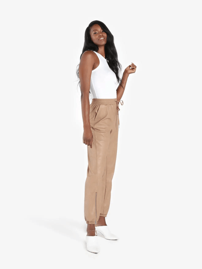 n:philanthropy Marten Vegan Leather Jogger - Camel - Kota Wellness