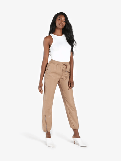 n:philanthropy Marten Vegan Leather Jogger - Camel - Kota Wellness