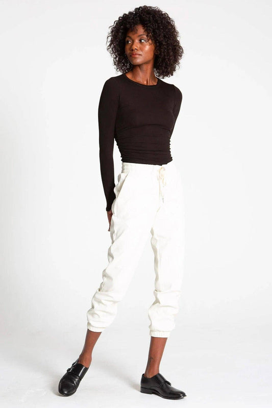 n:philanthropy Scarlett Vegan Leather Jogger - Vintage White - Kota Wellness