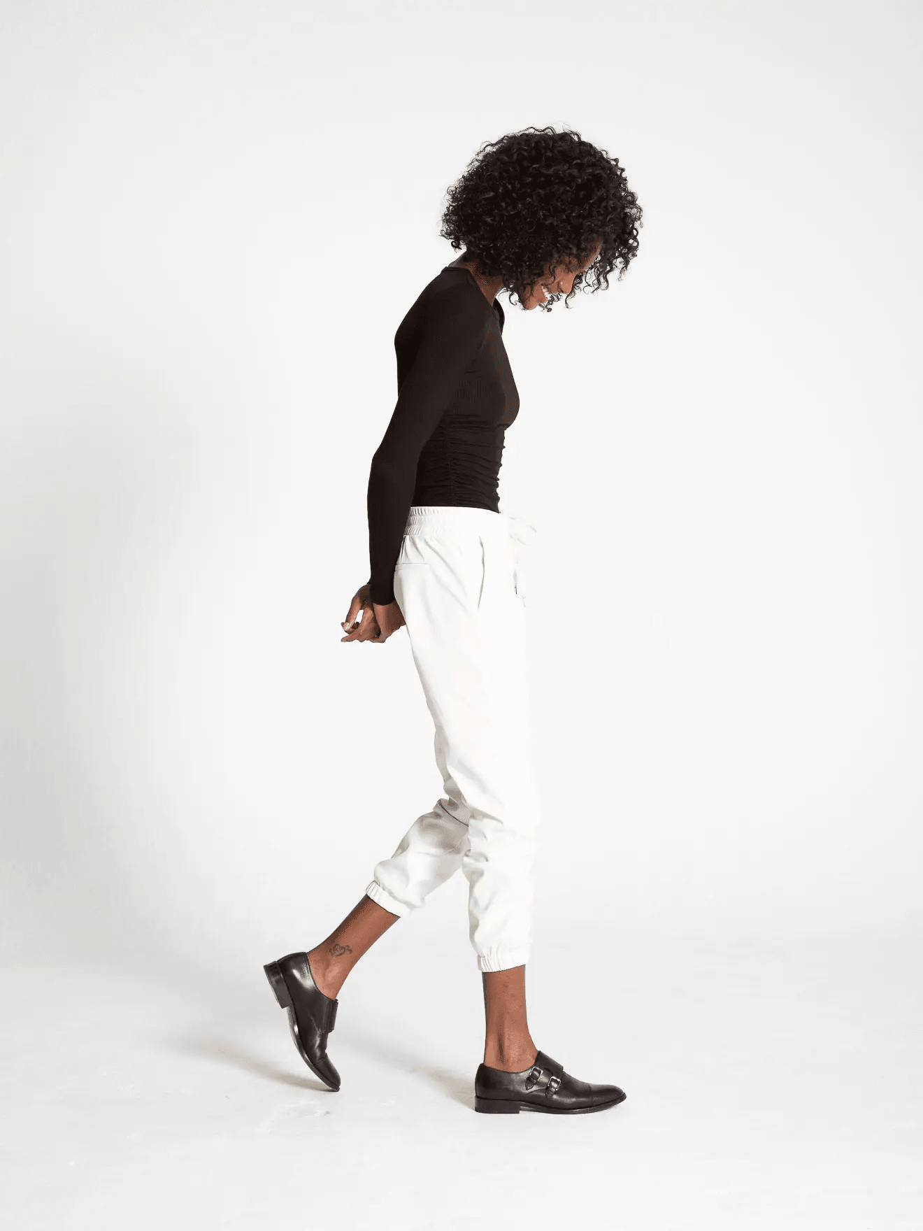 n:philanthropy Scarlett Vegan Leather Jogger - Vintage White - Kota Wellness