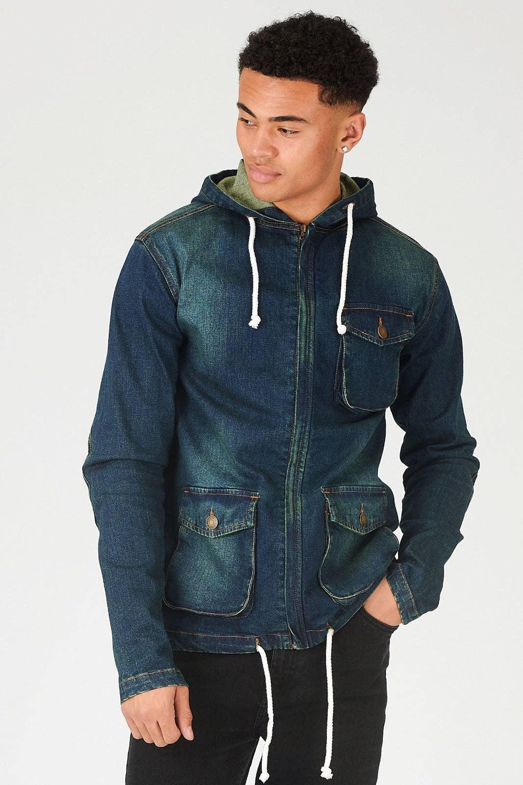 Red Ox Fashion Limited - HOODED DENIM JACKET - INDIGO BLUE - Kota Wellness