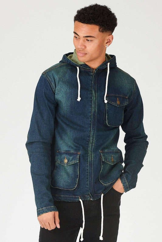 Red Ox Fashion Limited - HOODED DENIM JACKET - INDIGO BLUE - Kota Wellness