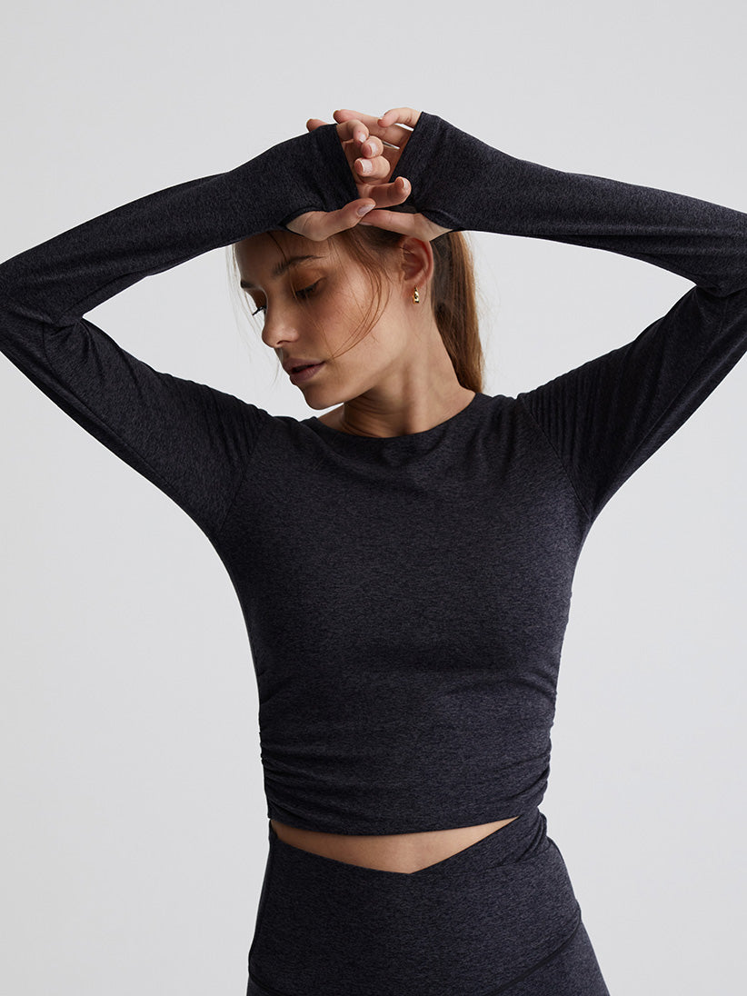 Varley Always Warm Sloan Cropped Tee - Black Marl