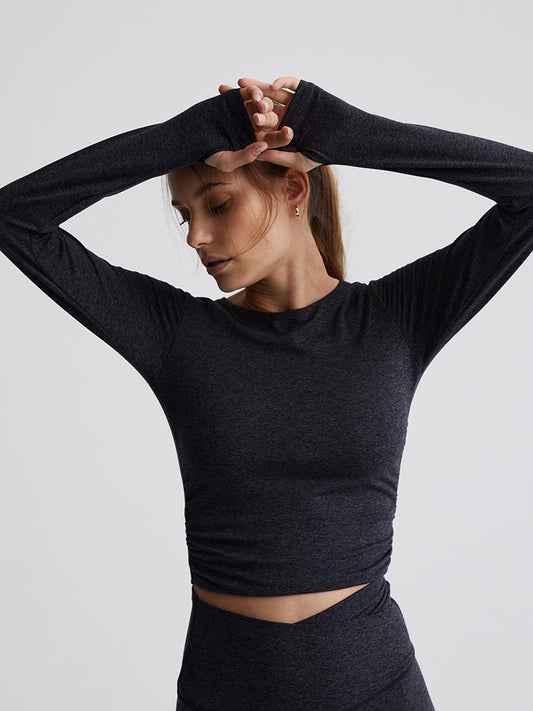 Varley Always Warm Sloan Cropped Tee - Black Marl