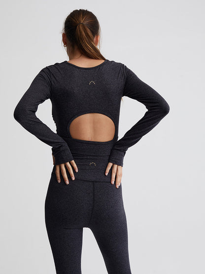 Varley Always Warm Sloan Cropped Tee - Black Marl